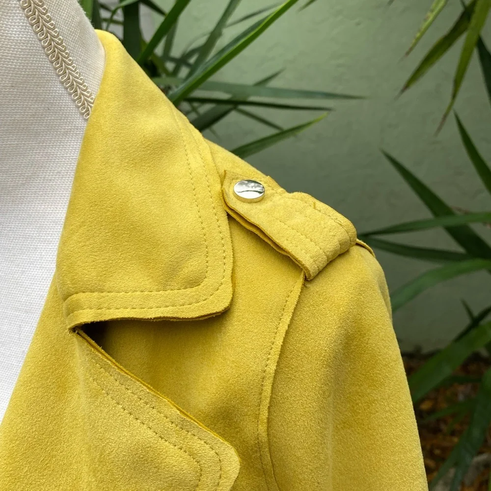 Anthropologie Yellow Moto Faux Suede Jacket - Picture 5 of 10